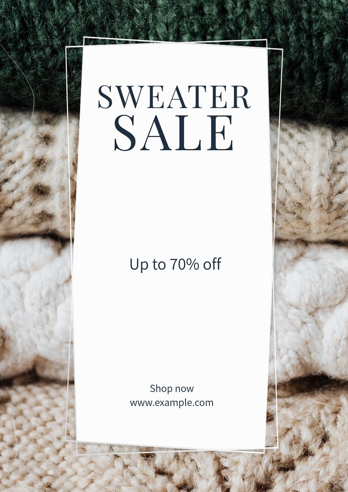 Sweater sale  poster template, editable text and design