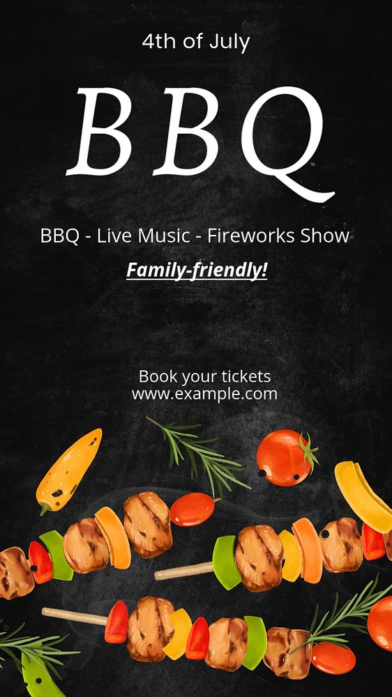 BBQ 4th of July Instagram story template, editable text