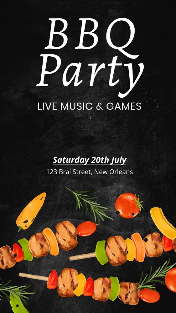 BBQ party Instagram story template, editable text