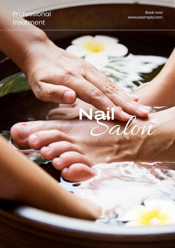 Nail salon poster template, editable text and design