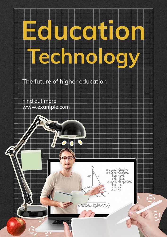 Education technology  poster template, editable text and design