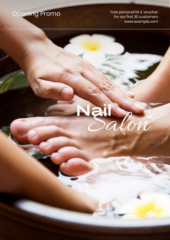 Nail salon poster template, editable text and design