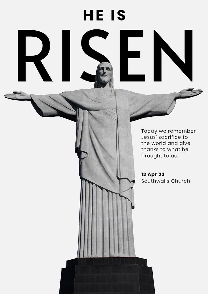 Jesus is risen poster template, editable text and design