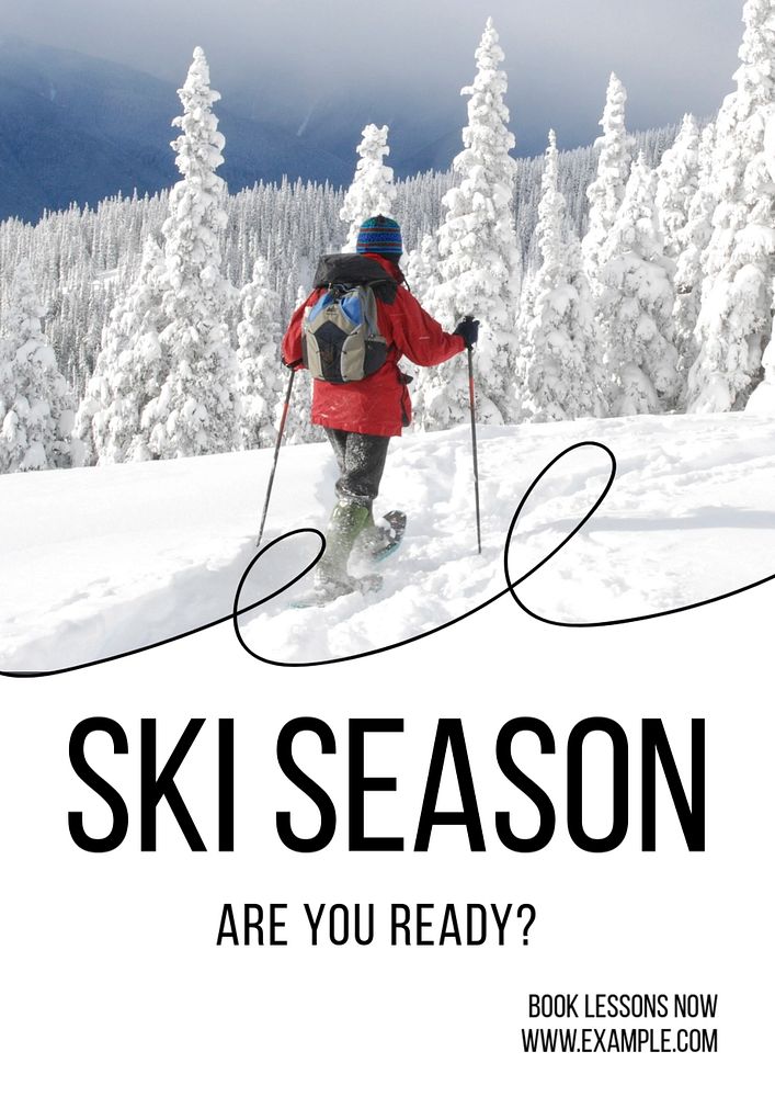 Ski lesson  poster template, editable text and design