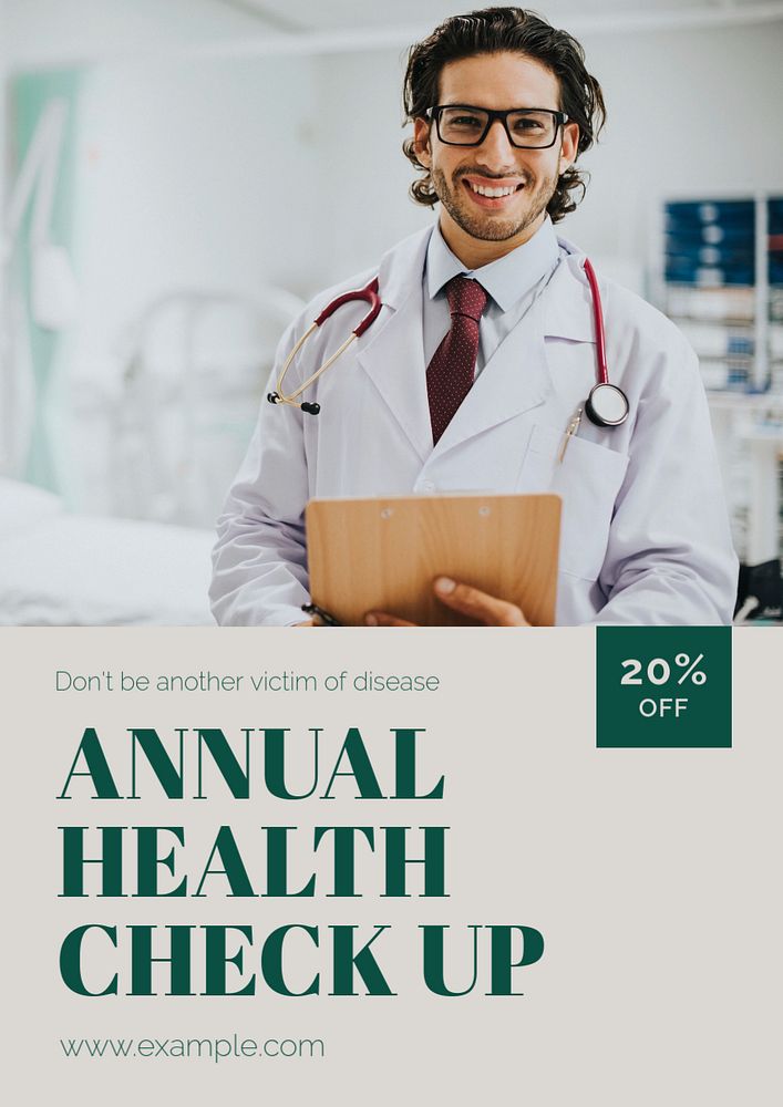 Health check up poster template, editable text and design