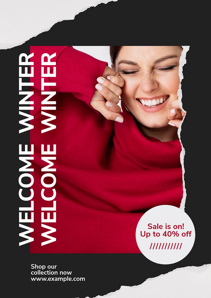 Welcome winter sale poster template, editable text and design