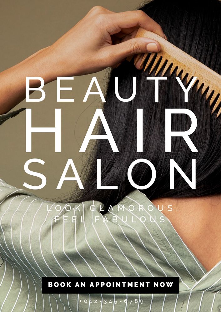 Hair salon poster template, editable text and design