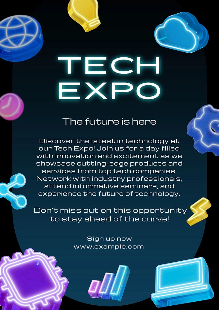 Tech expo poster template, editable text