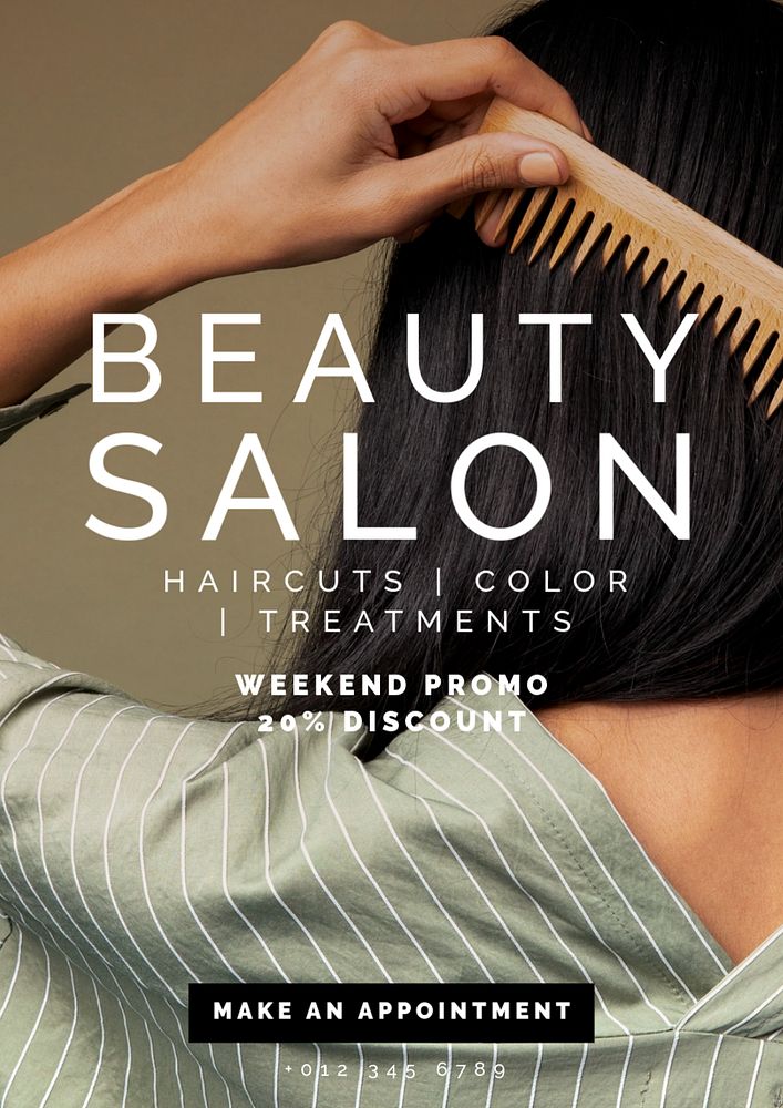 Beauty salon poster template, editable text and design