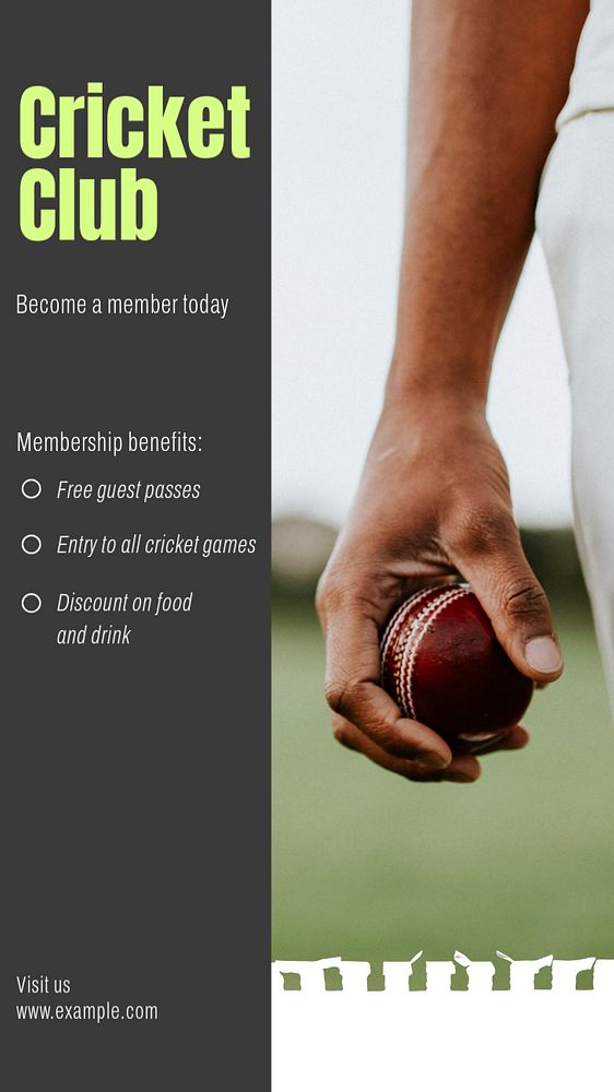 Cricket club  Instagram story template, editable text