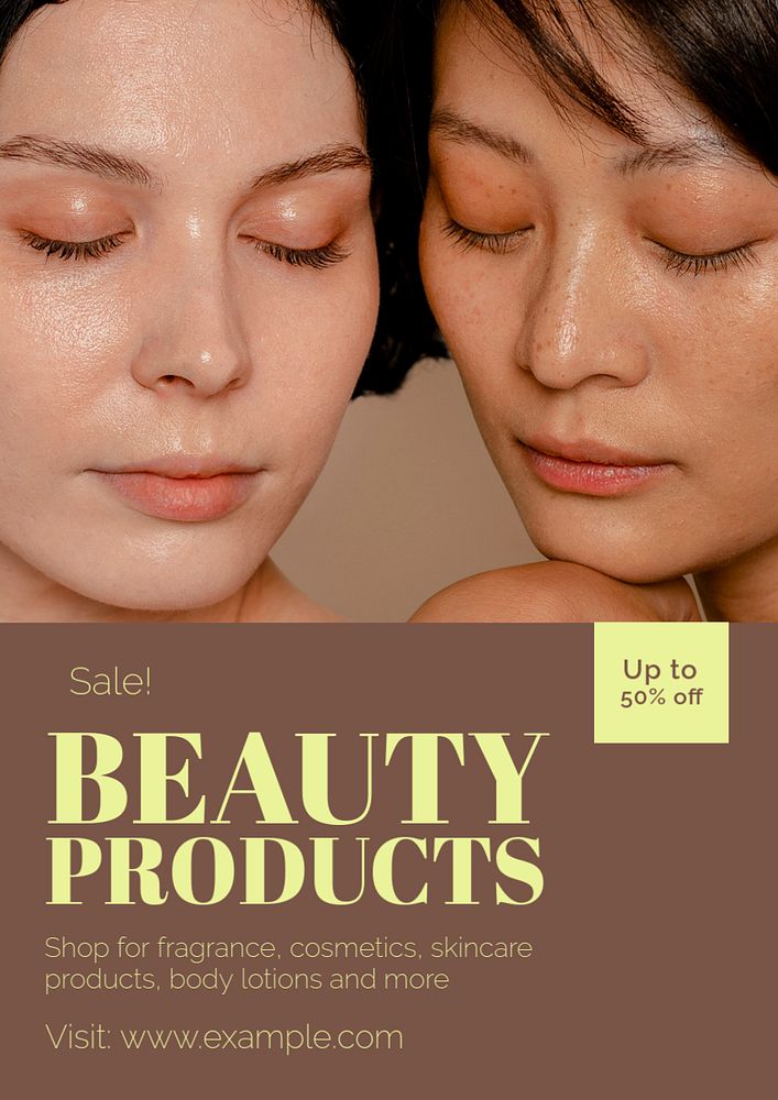 Beauty product sale poster template, editable text and design