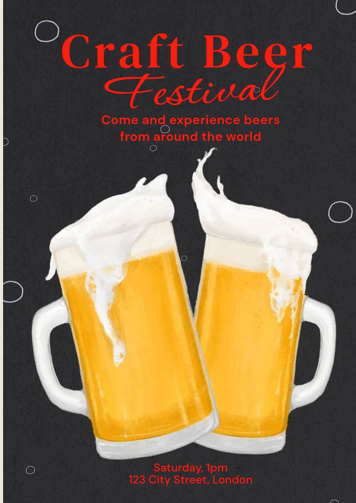 Craft beer festival poster template, editable text and design