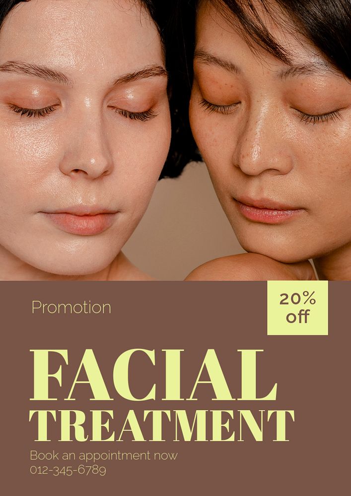 Facial treatment poster template, editable text and design