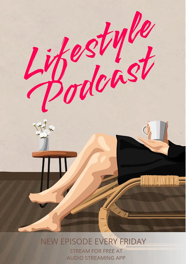 Lifestyle podcast poster template, editable text and design