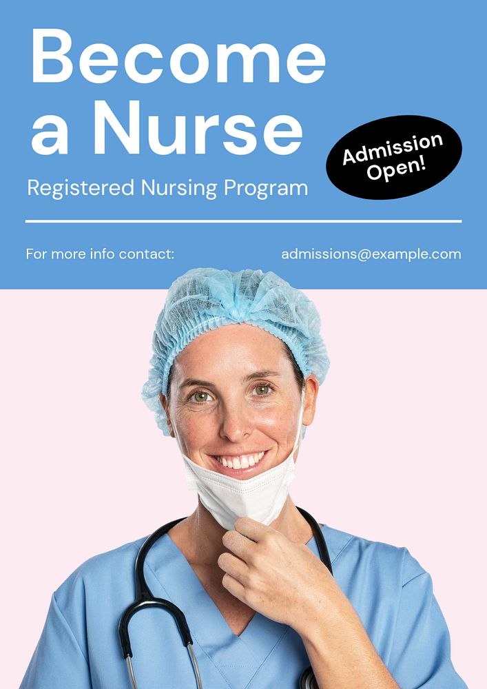 Nursing program poster template, editable text and design