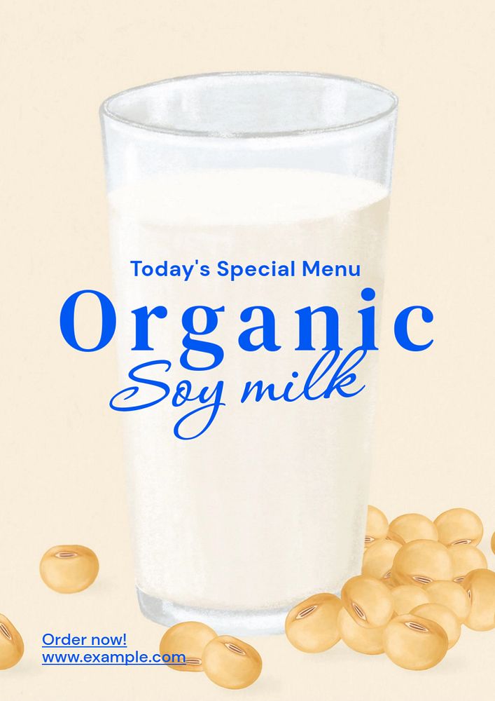 Soy milk poster template, editable text and design