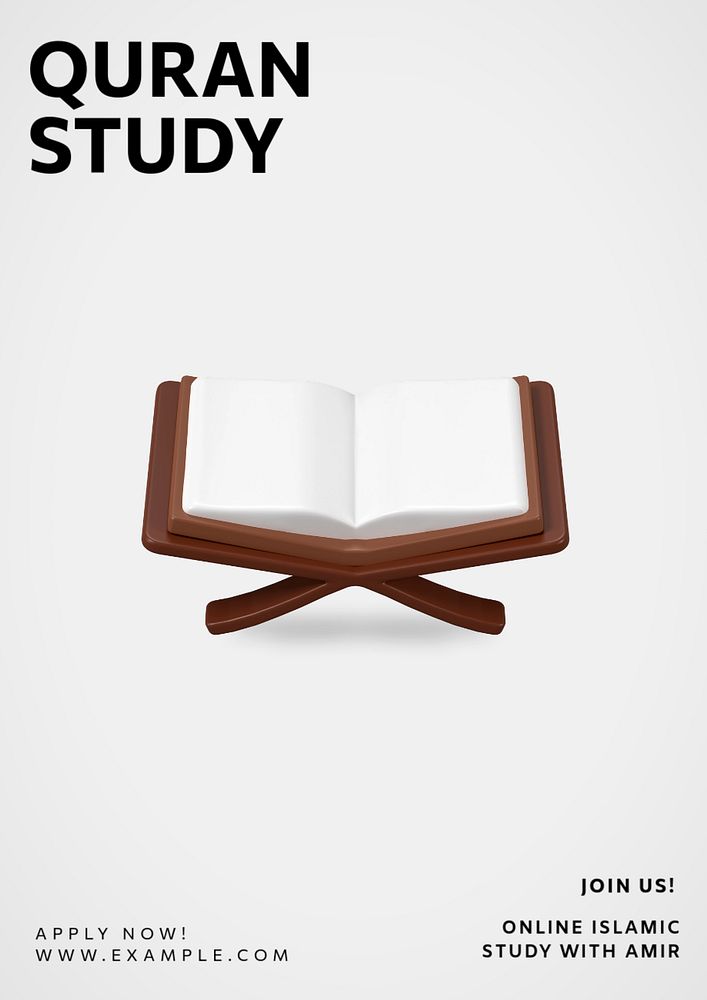 Quran study poster template, editable text and design