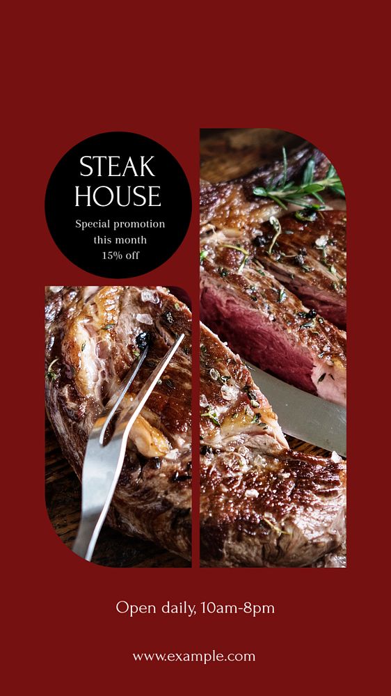 Steakhouse restaurant Instagram story template, editable text