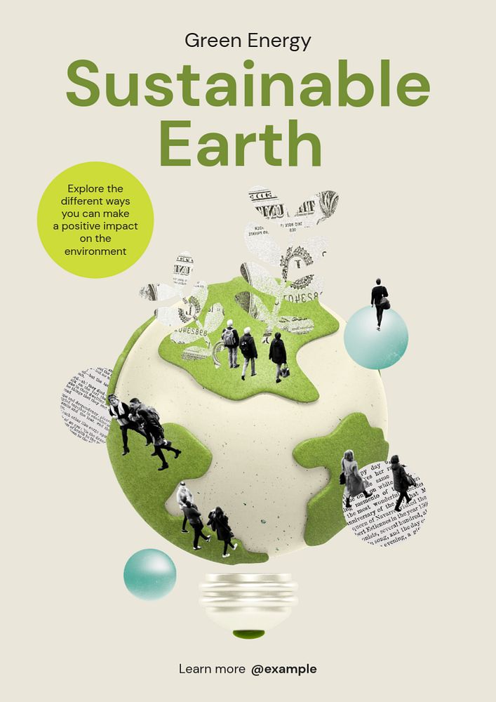 Sustainable earth poster template, editable text and design