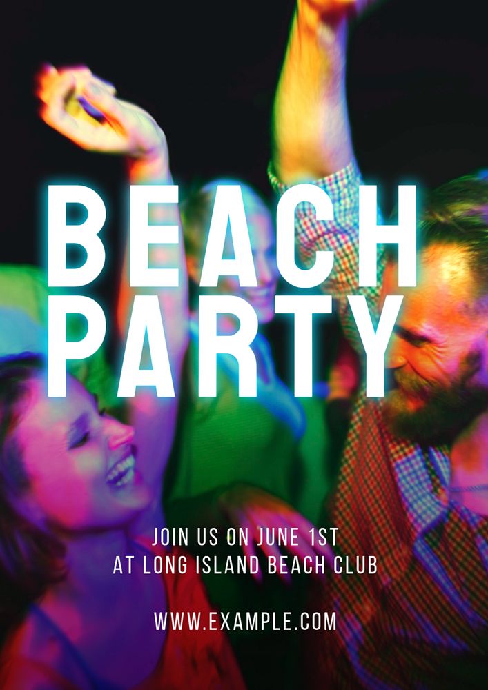 Beach party  poster template, editable text and design