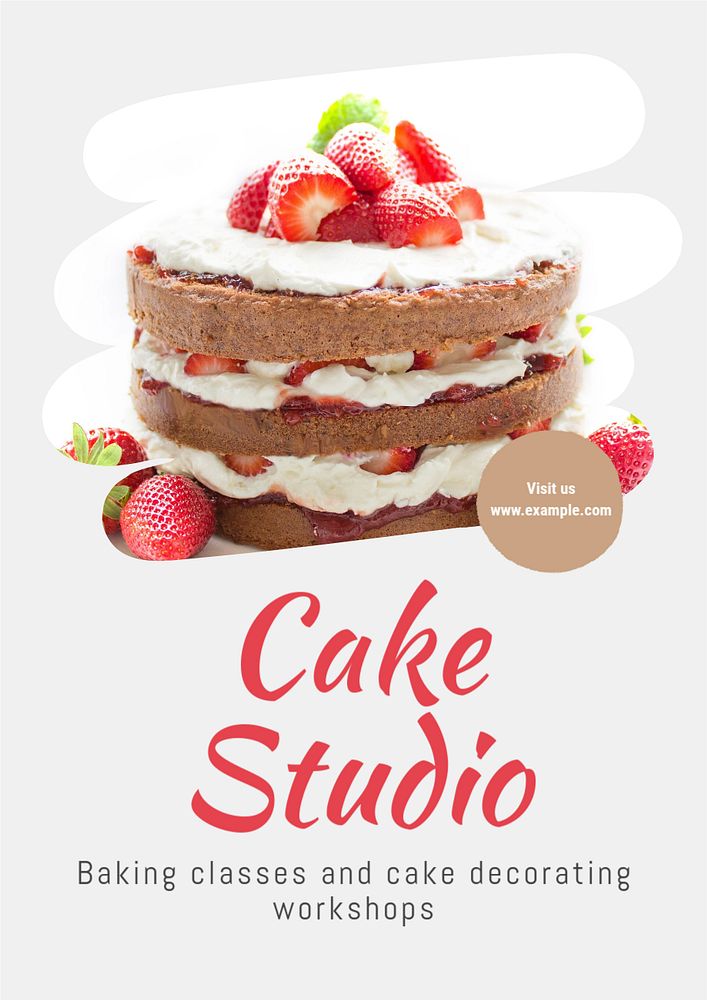 Cake studio poster template, editable text and design