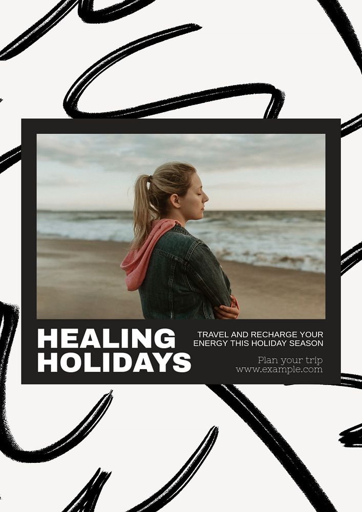 Healing holidays  poster template, editable text and design