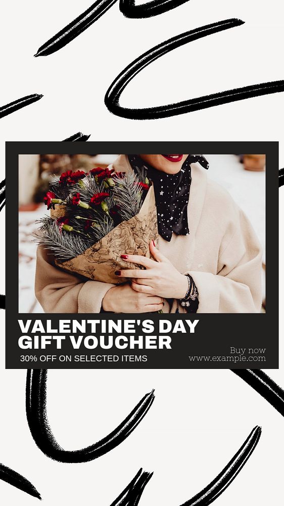 Valentine's Day voucher  Instagram story template, editable text