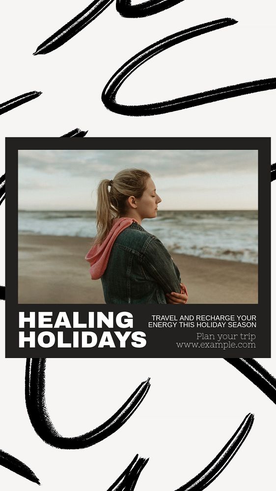 Healing holidays  Instagram story template, editable text