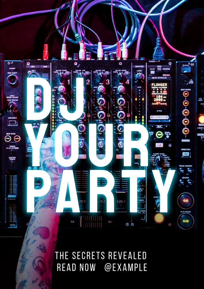 DJ your party  poster template, editable text and design