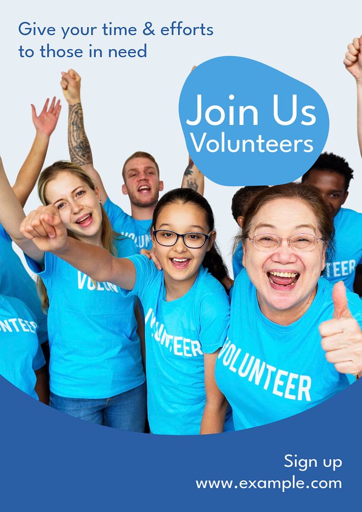 Join us volunteers  poster template, editable text and design