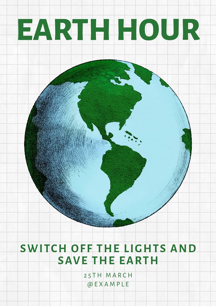Earth hour  poster template, editable text and design
