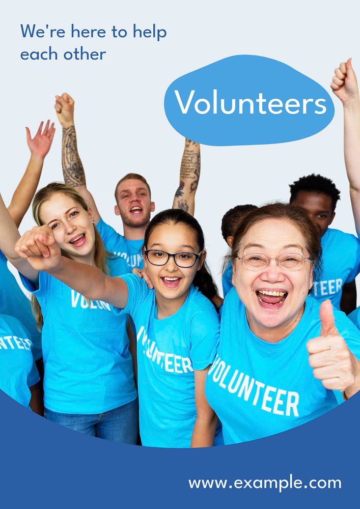 Volunteer  poster template, editable text and design