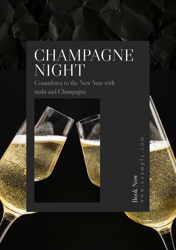 Champagne night  poster template, editable text and design