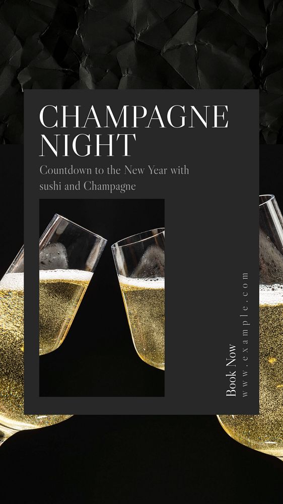 Champagne night  Instagram story template, editable text