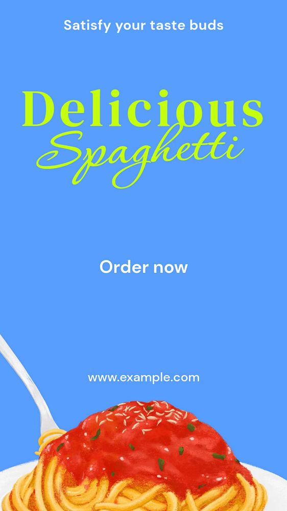 Delicious spaghetti Instagram story template, editable text