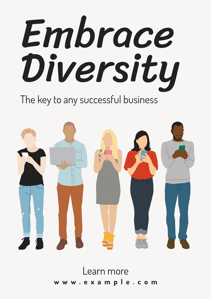 Embrace diversity poster template, editable text and design