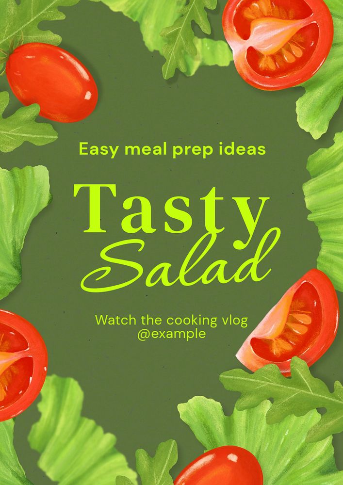 Salad prep poster template, editable text and design