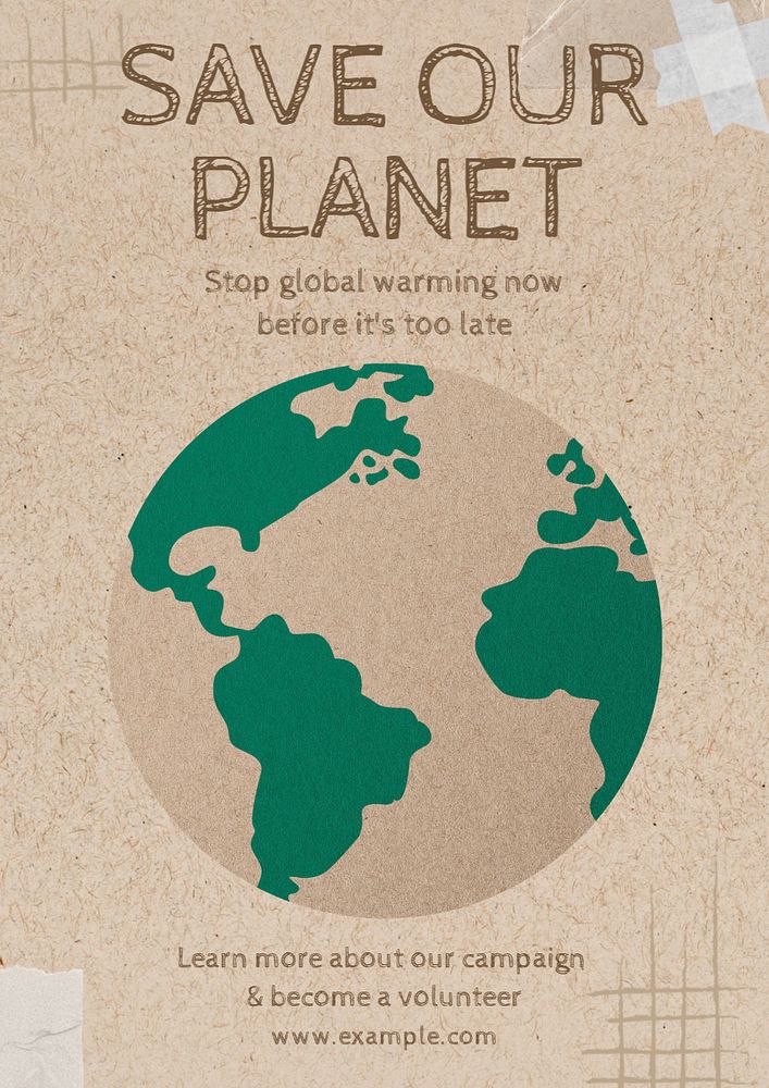 Save our planet poster template, editable text and design