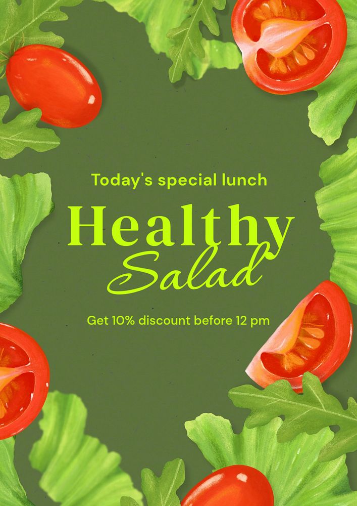 Healthy salad poster template, editable text and design