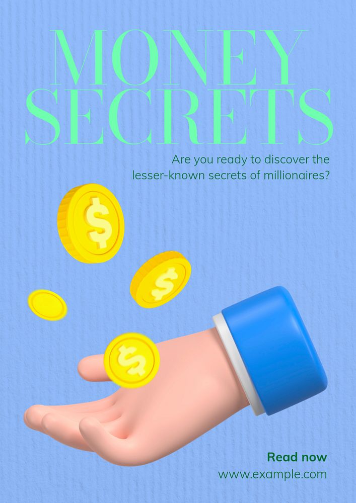 Money secrets  poster template, editable text and design