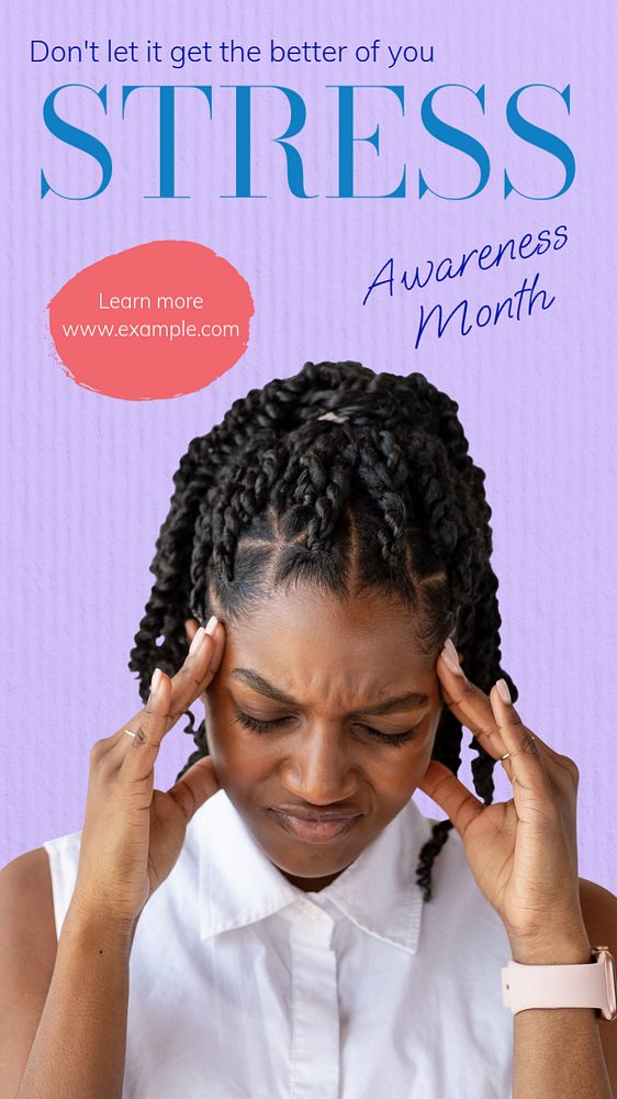 Stress awareness month   Instagram story template, editable text