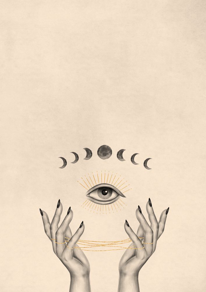 Third eye vintage illustration background, editable design