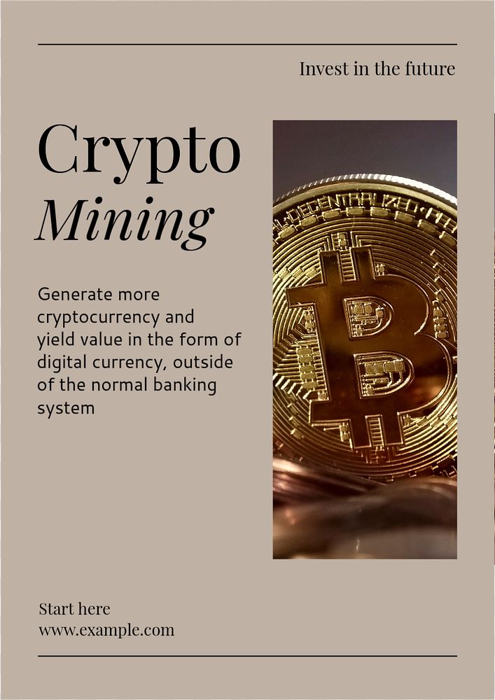 Crypto mining  poster template, editable text and design