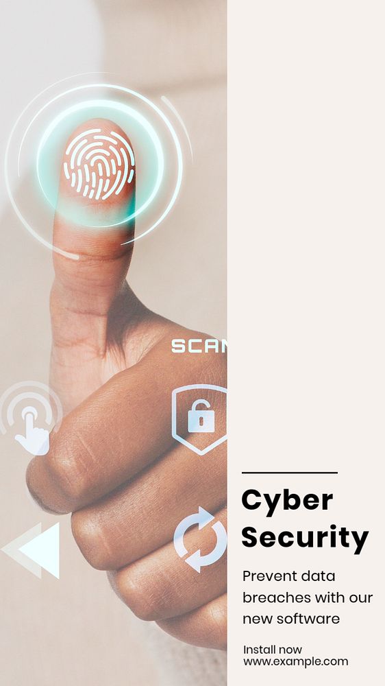 Cyber security  Instagram story template, editable text