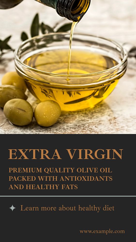 Extra virgin oil  Instagram story template, editable text