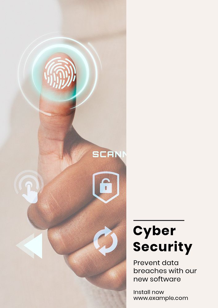 Cyber security  poster template, editable text and design