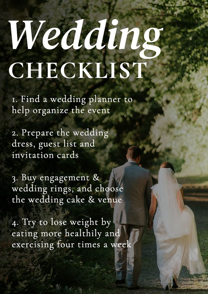 Wedding checklist  poster template, editable text and design