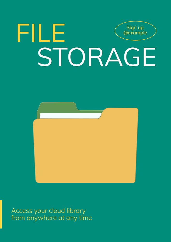 File storage  poster template, editable text and design