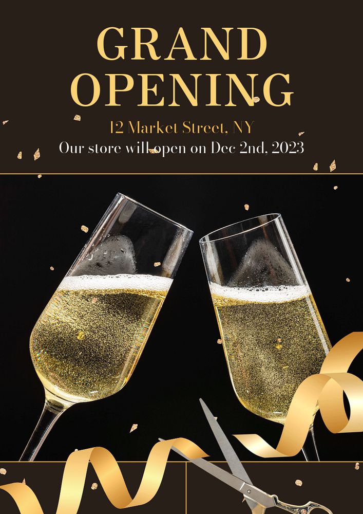 Grand opening  poster template, editable text and design