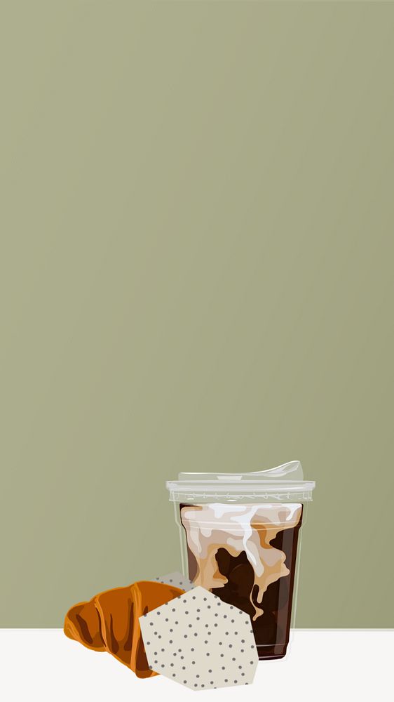 Morning coffee mobile wallpaper, editable takeaway breakfast design